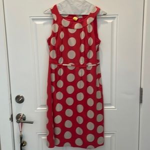 Boden pink polka dot sleeveless dress lined, size 8R